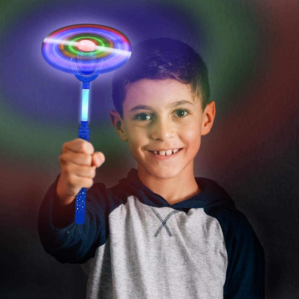 Light Up Swivel Spinner Wand, 15" LED Spin Toy for Kids with Batteries Included, Great Gift Idea for Boys and Girls, Fun Birthday Party Favor, Carnival Prize - Colors May Vary