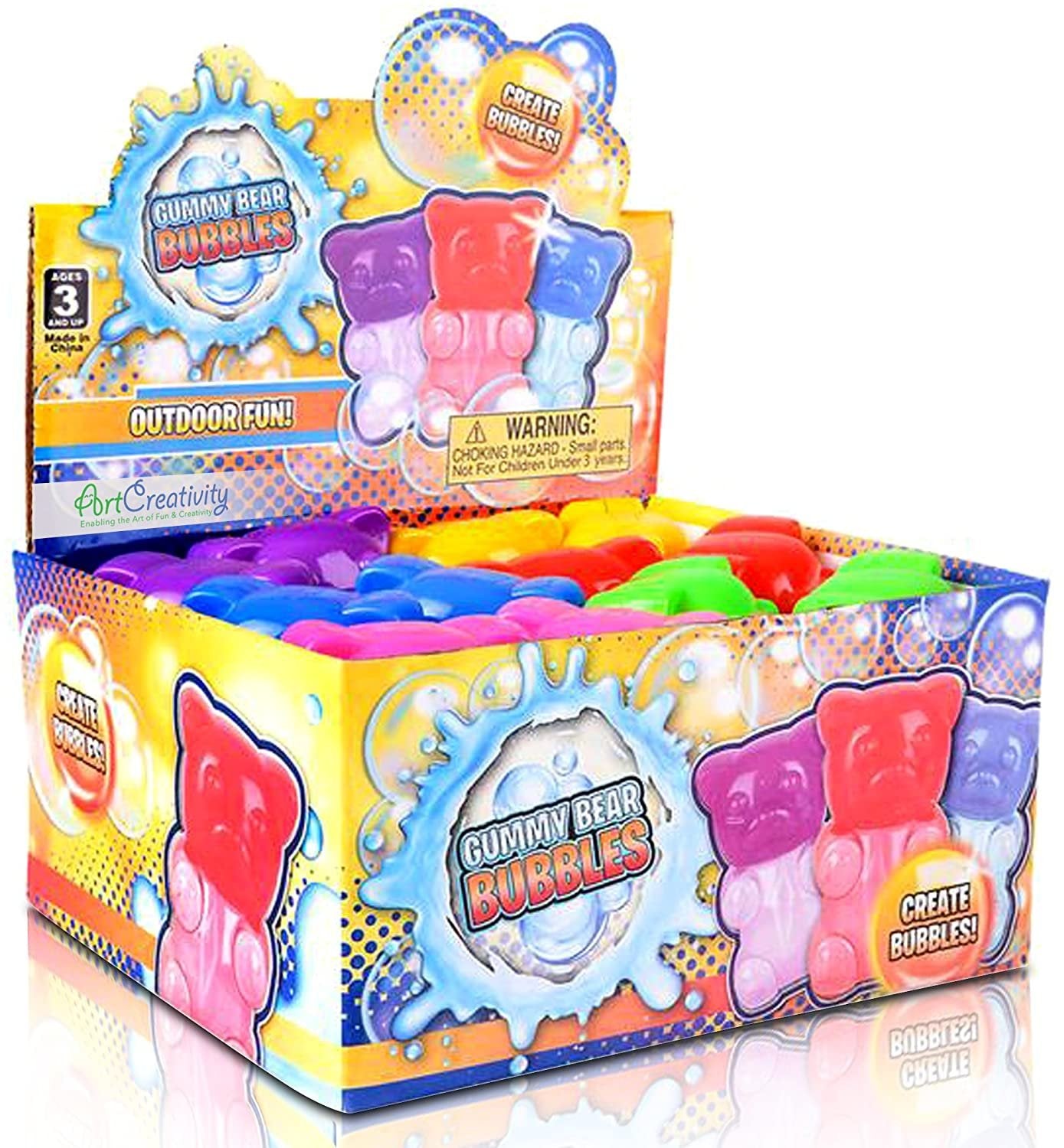 ArtCreativity Gummy Bear Bubble Blowing Wands for Kids - Set of 12 - 3.5 Inch Cute and Colorful Bubbles Blower Toys - Bubble Fluid Included - Great Birthday Party Favors Gift Idea for Boys and Girls