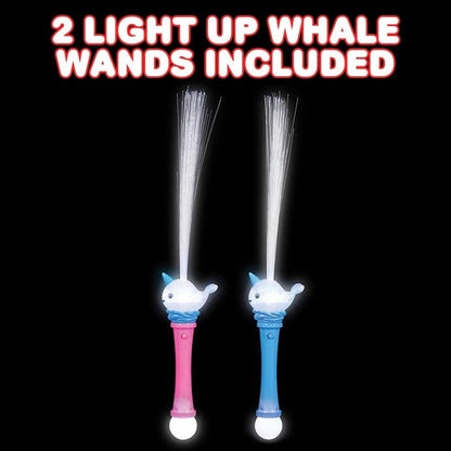 ArtCreativity Flashing Narwhal Wand for Kids, Set of 2, Light Up LED Whale Toy Wands for Boys and Girls, Batteries Included, Fun Light-Up Birthday Party Favors, Goodie Bag Fillers, Pink and Blue
