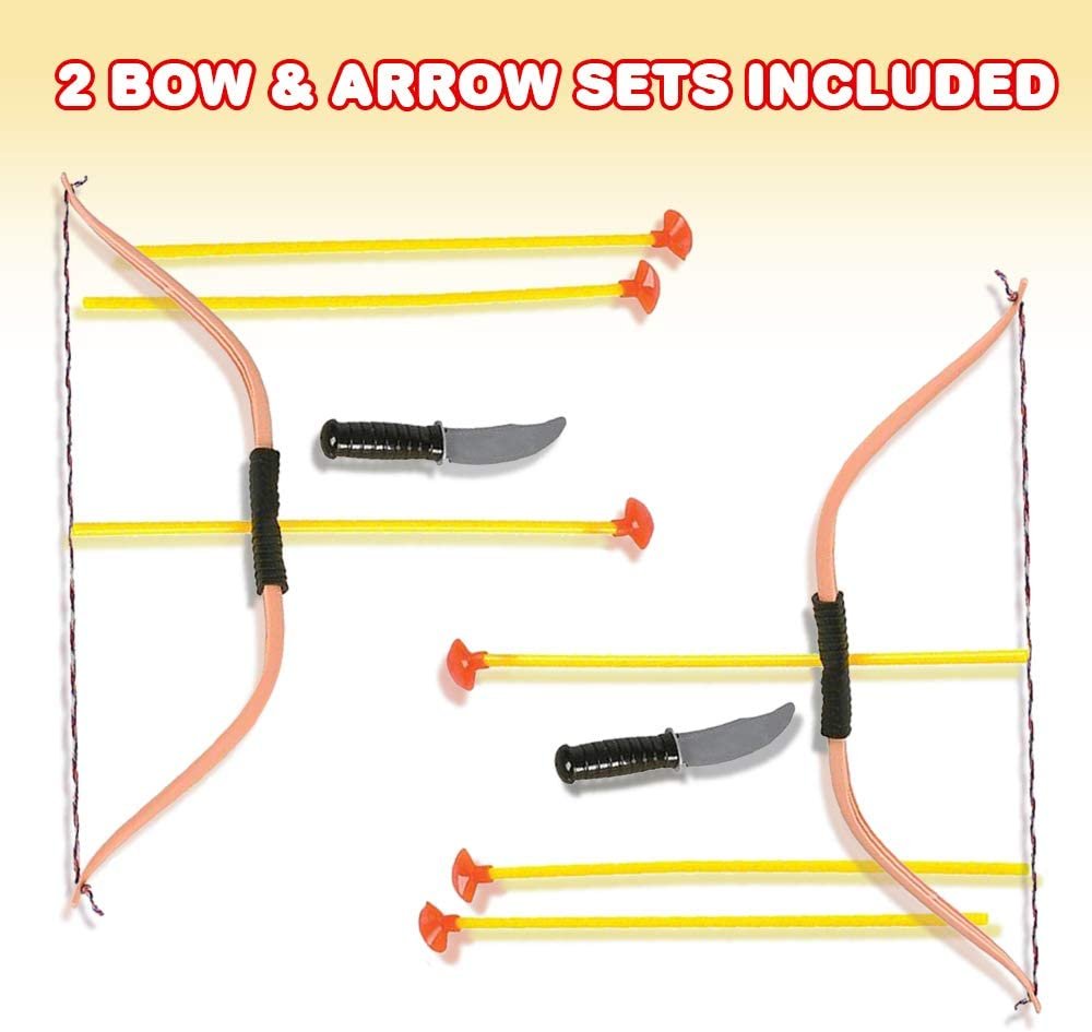 Bow and Arrow Toy Set for Kids - Pack of 2 - Includes 2 Bows, 6 Suction Cup Arrows, and 2 Toy Knives - Fun Outdoor Archery Toys and Games for Boys and Girls Ages 3+