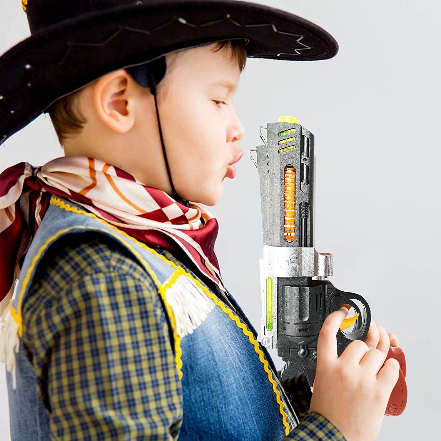 Pistol Style Play Gun with Lights and Sound, 12" Revolver with Cool LED Effects and Realistic Firing Sounds, Great Birthday Gift for Kids - Batteries Not Included