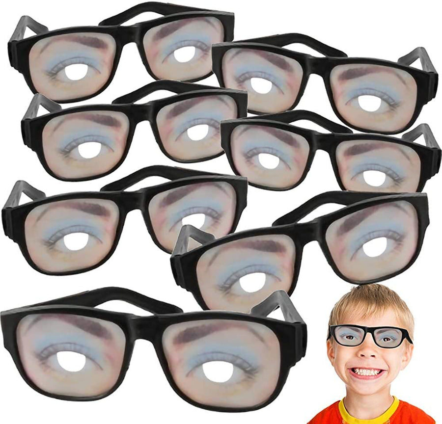 Funny Eyes Disguise Glasses, Set of 12, Hilarious Glasses for Kids, Unique Halloween Costume Accessories and Photo Booth Props, Fun Birthday Party Favors and Goodie Bag Fillers