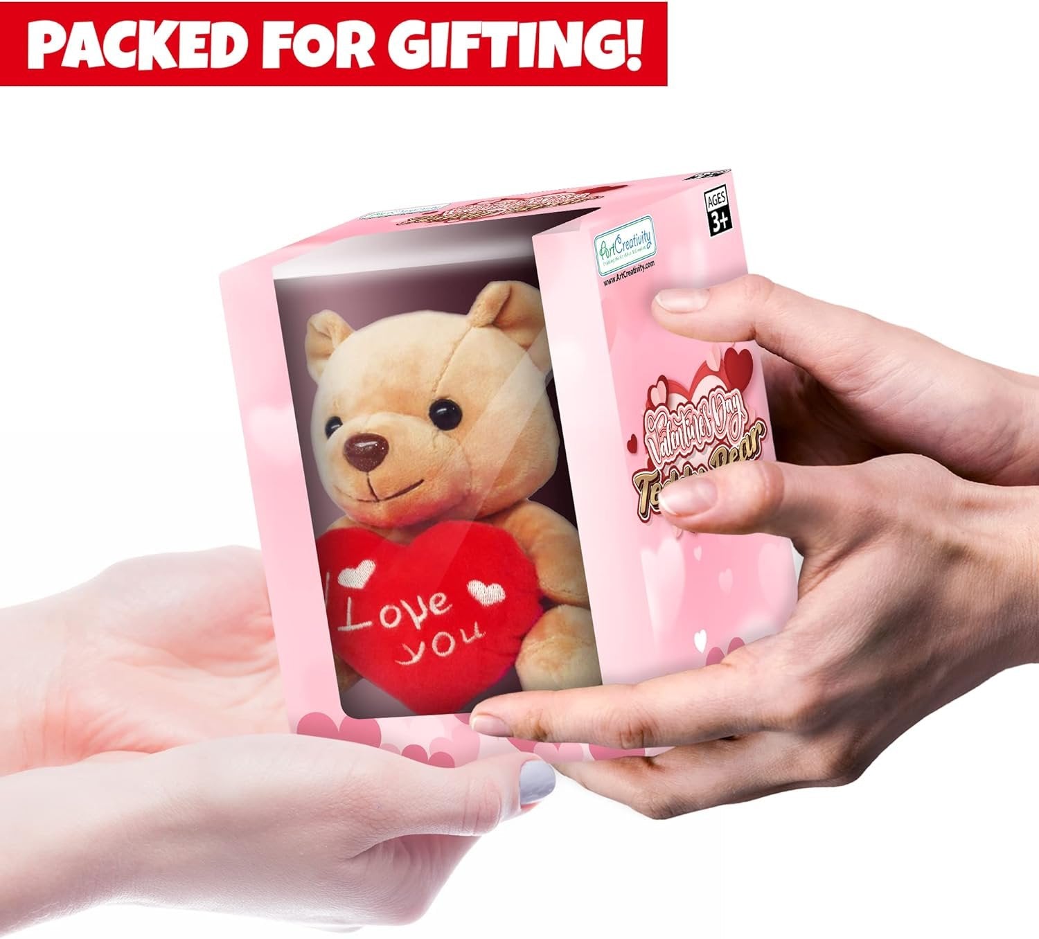 Valentine’s Day Plush Teddy Bear, 1 Piece, Cute Teddy Bear Stuffed Animal in Window Gift Box