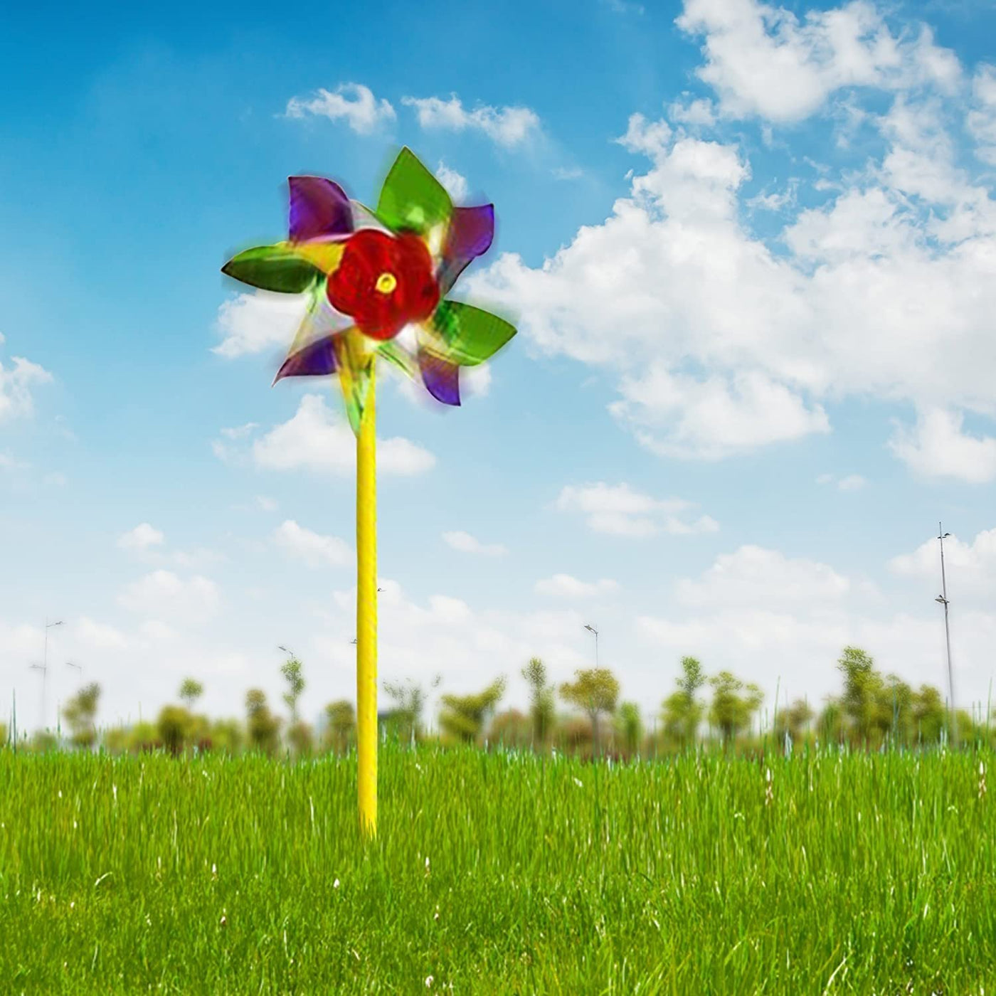 Rainbow Pinwheels - Pack of 36 - Assorted Colors Wind Spinners, Yard - Garden Windmills, Whirl Pinwheels for Party Favors and Outdoor Lawn Decorations