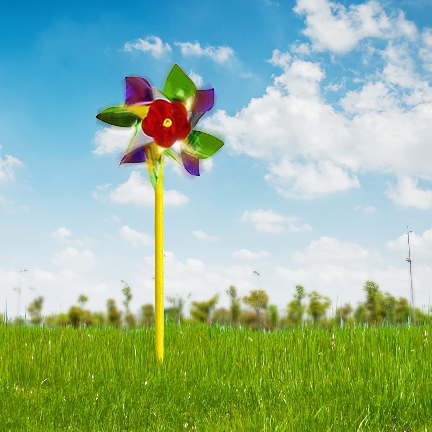 Rainbow Pinwheels - Pack of 36 - Assorted Colors Wind Spinners, Yard - Garden Windmills, Whirl Pinwheels for Party Favors and Outdoor Lawn Decorations