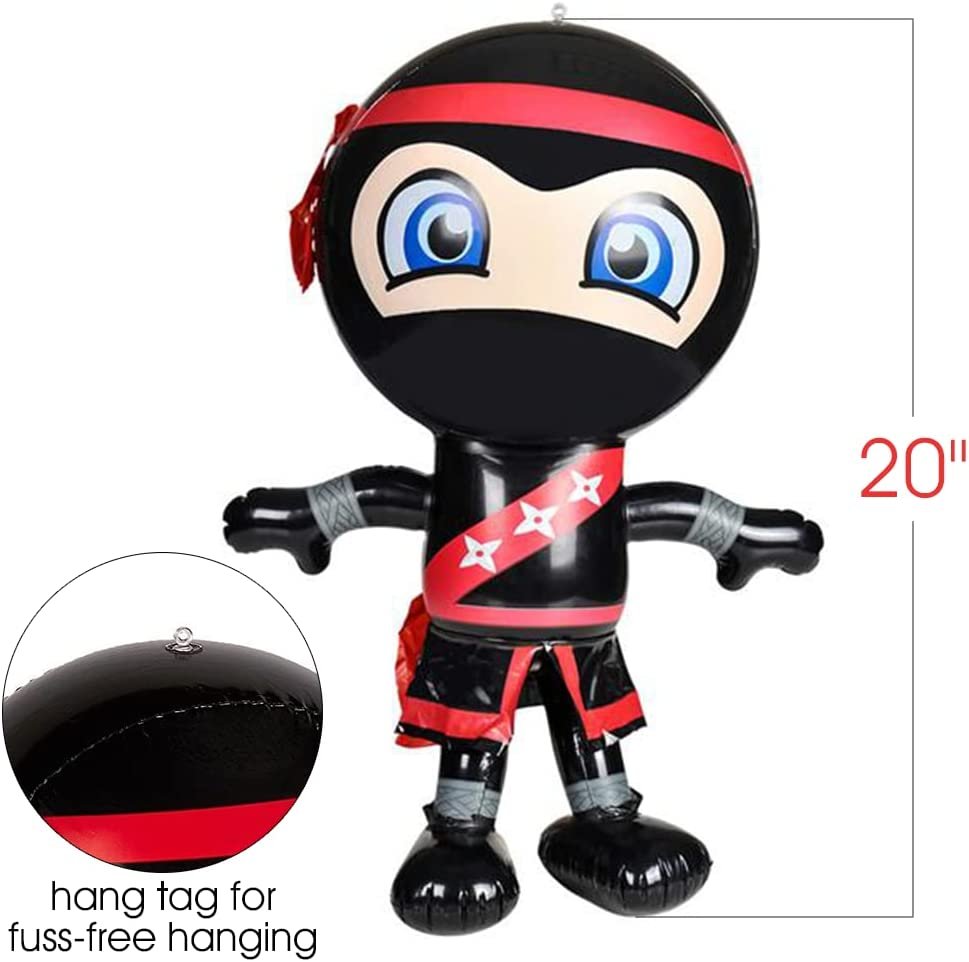 ArtCreativity Ninja Party Inflates - Set of 2 - 20 Inches Tall Inflatable Ninja Balloons in Red and Blue - Ninja Birthday Party Decorations for Boys and Girls - Easy to Inflate Ninja Toys