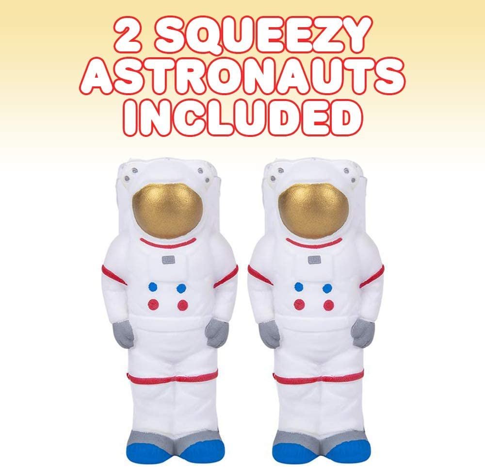 ArtCreativity Squeezy Astronauts, Set of 2, Slow Rising Squeezy Space Themed Stress Relief Toys for Kids, 4.5 Inch Squeezable Outer Space NASA Party Favors and Desk Decorations
