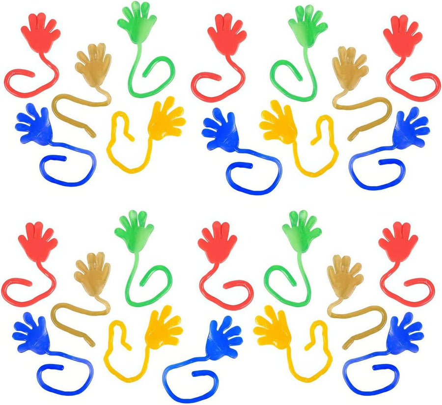 Sticky Glitter Hands - Pack of 24 - Stretchy Wacky Fingers - Fun Colorful Toys for Kids - Birthday Party Favors for Girls and Boys, Great Carnival Prize, Novelty Gift