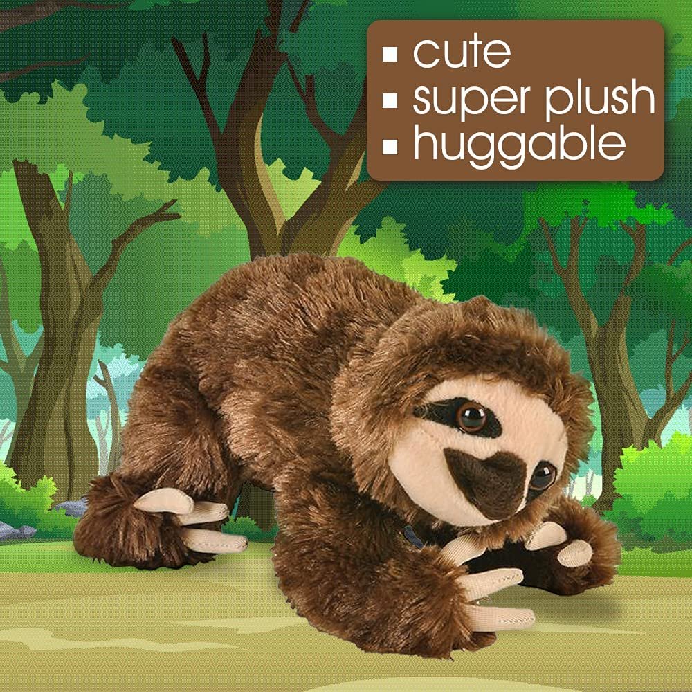 ArtCreativity Brown Sloth Plush Toy, 1pc, Soft Stuffed Sloth Toy for Kids with Hard Plastic Eyes, Home and Nursery Animal Decorations, Birthday Idea, 7.25 Inches Long