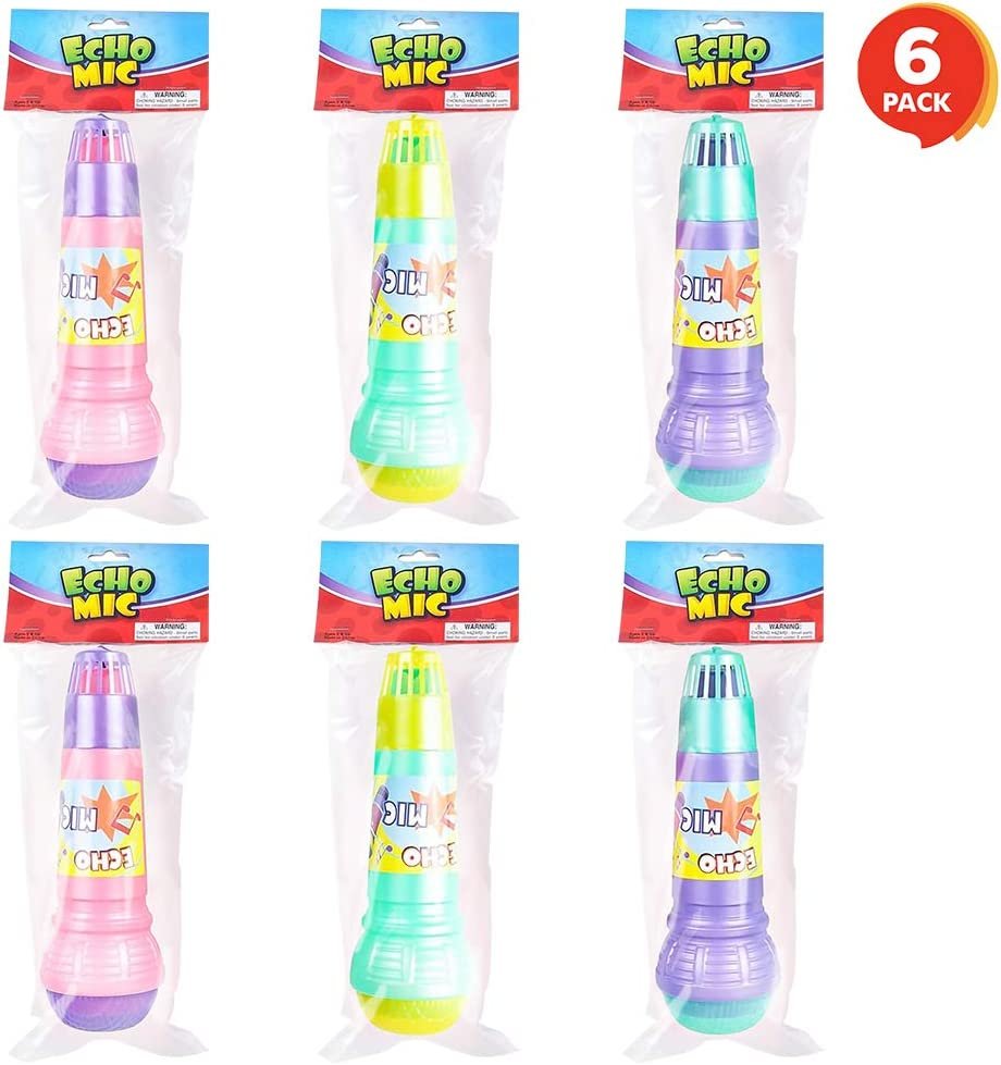 Echo Microphones for Kids, Set of 6, Wireless Karaoke Mics for Children with Echo Effect, Durable and Lightweight Music Toys, Fun Supplies for Birthday, Picnic, BBQ, or Party