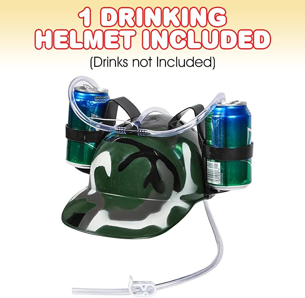 Camouflage Drinking Helmet for Kids, Soda and Beer Can Hat Drinking Holder with a Military Look, Fun Novelty Gift, Great Gift for Boys and Girls