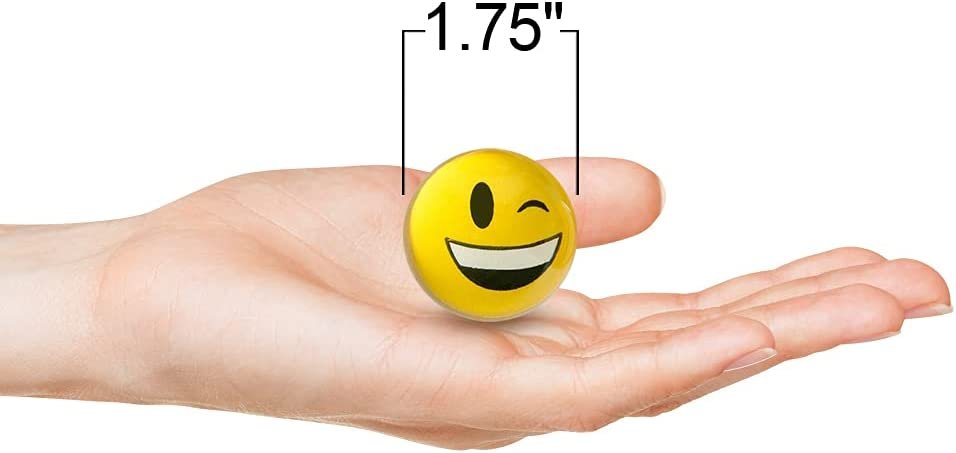 Emoticon Bouncy Balls for Kids, Set of 12, Bouncing Balls in Assorted Emoticon Designs, Extra-High Bounce, Emoticon Birthday Party Favors, Piñata and Goodie Bag Fillers